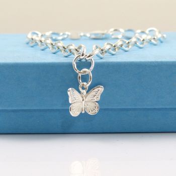 Sterling Silver Bracelet with Silver Butterfly Charm