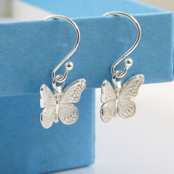 Sterling Silver Butterfly Drop Earrings