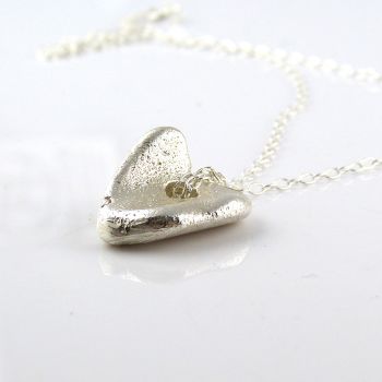 Sterling Silver Cast Organic Heart Pendant Necklace