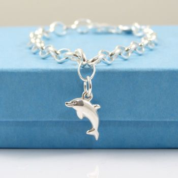 Sterling Silver Bracelet with Silver Dolphin Charm
