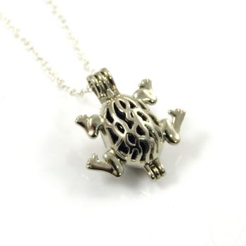Cobalt Blue Sea Glass Frog Locket Necklace L103