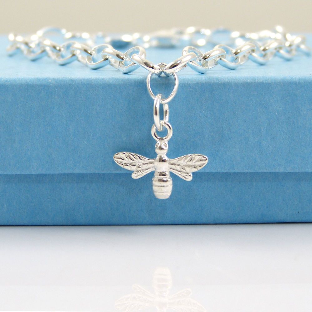 Sterling Silver Bracelet with Silver Bee Charm 