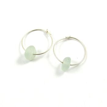 Pale Blue  Sea Glass Sterling Silver Earrings
