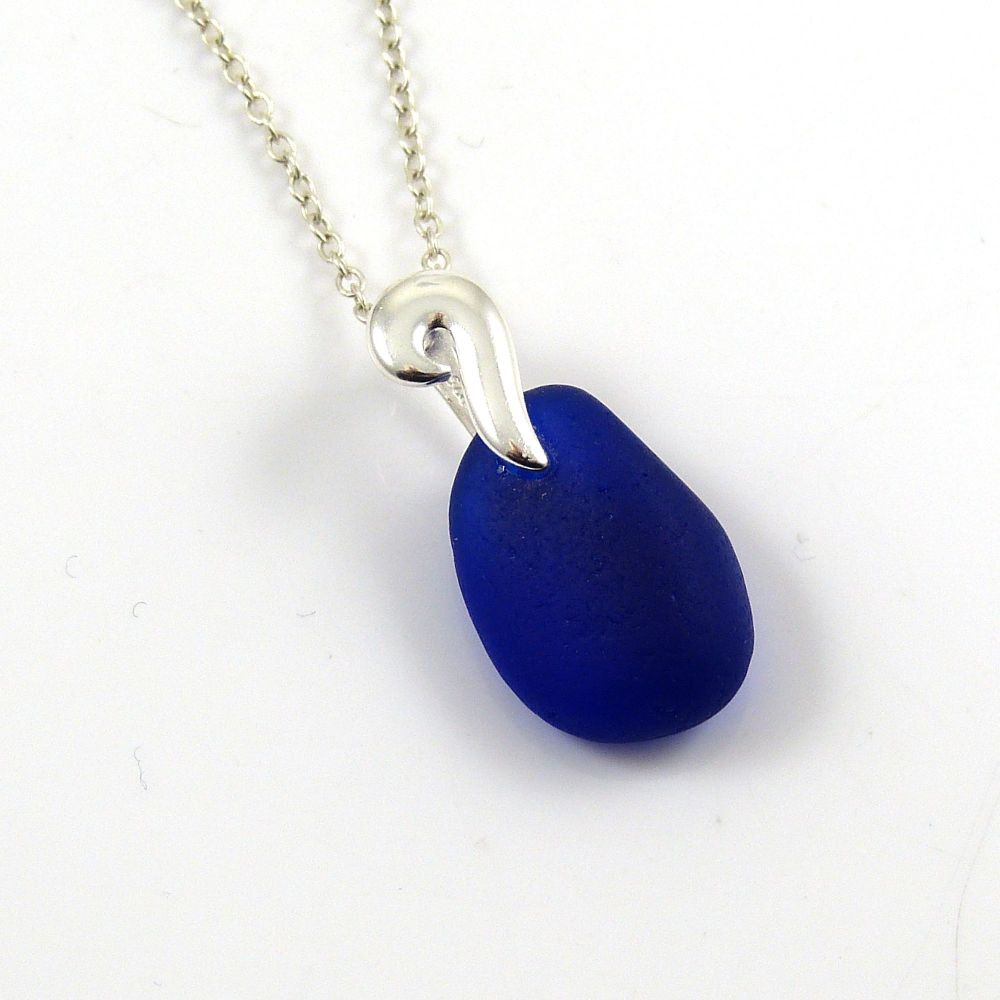 Cobalt Blue Sea Glass Necklace  SEA MAIDEN