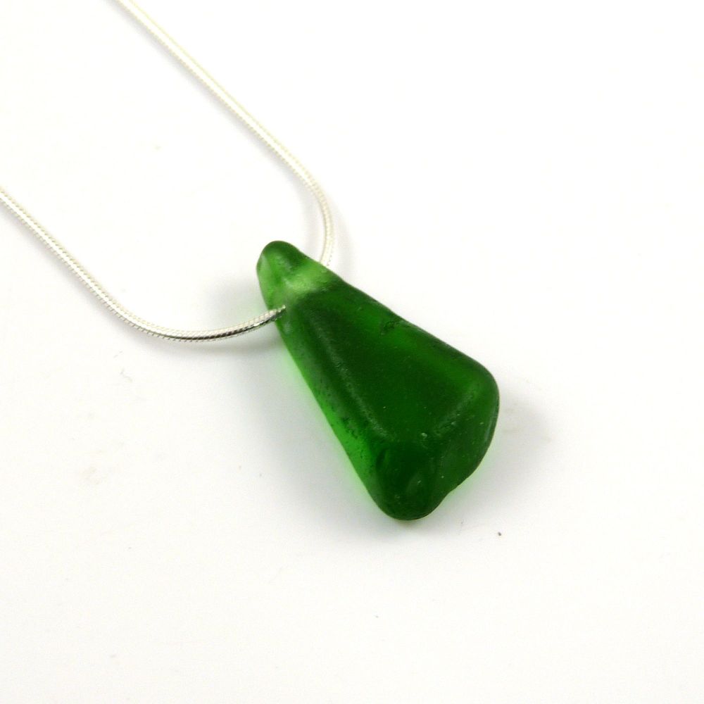 Emerald Green Floating Sea Glass Necklace AMAYA