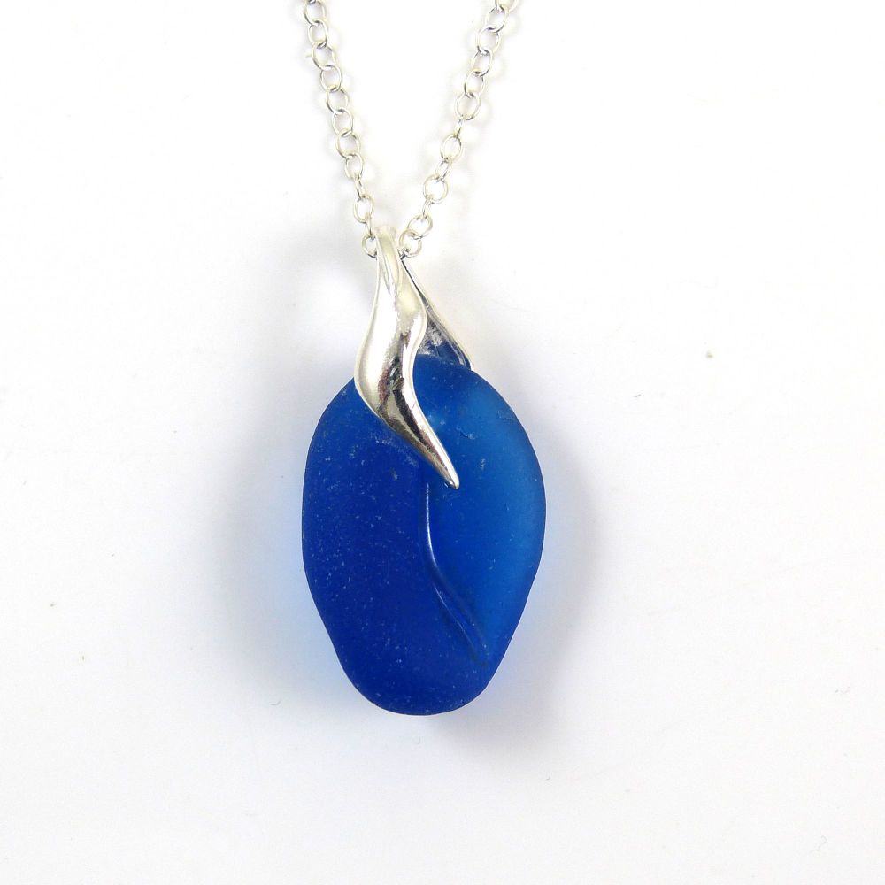 Cobalt Blue English Sea Glass Necklace DARCEY