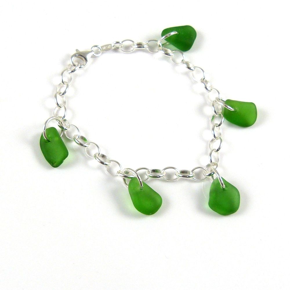 Emerald Green Sea Glass Bracelet 