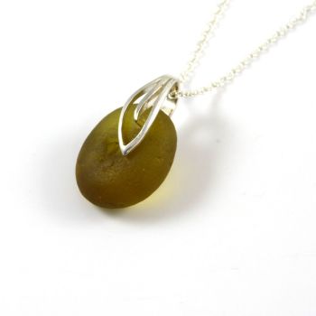 Deep Citron English Sea Glass Necklace ELLIE