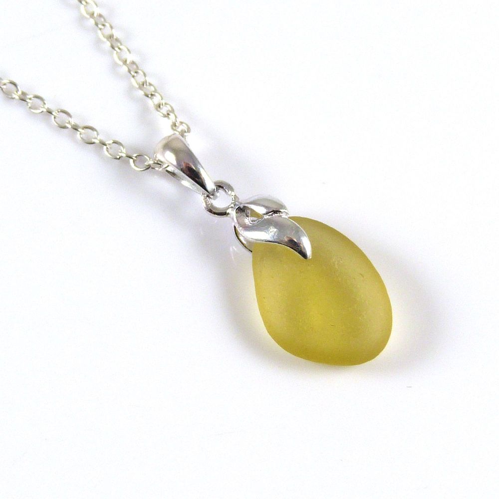Tiny Gold Sea  Glass Necklace 