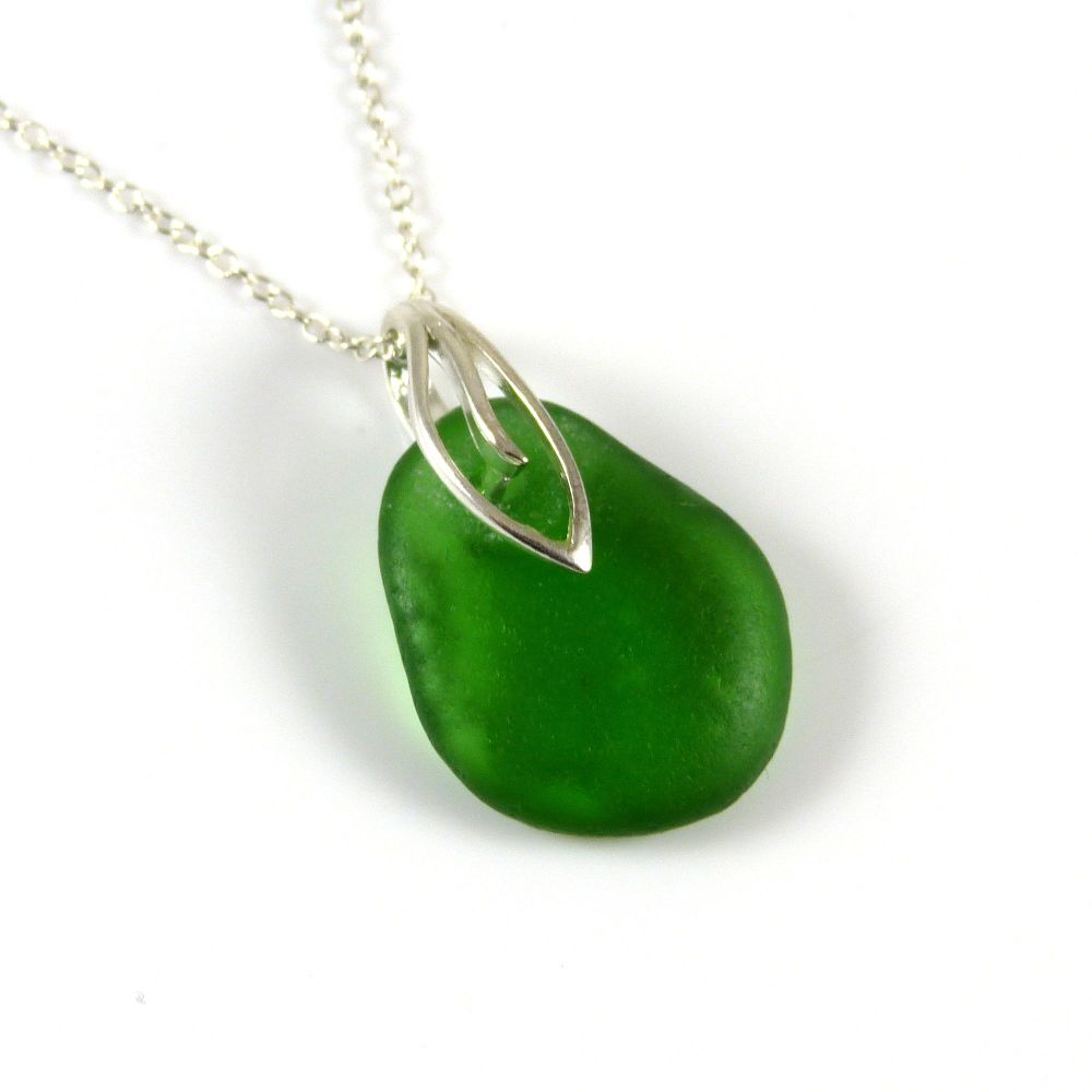 Green Sea Glass Necklace  JAYNE