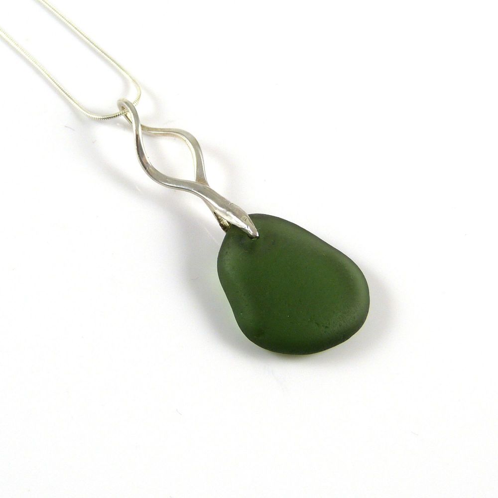 Forest Green Sea Glass Necklace KIERRA