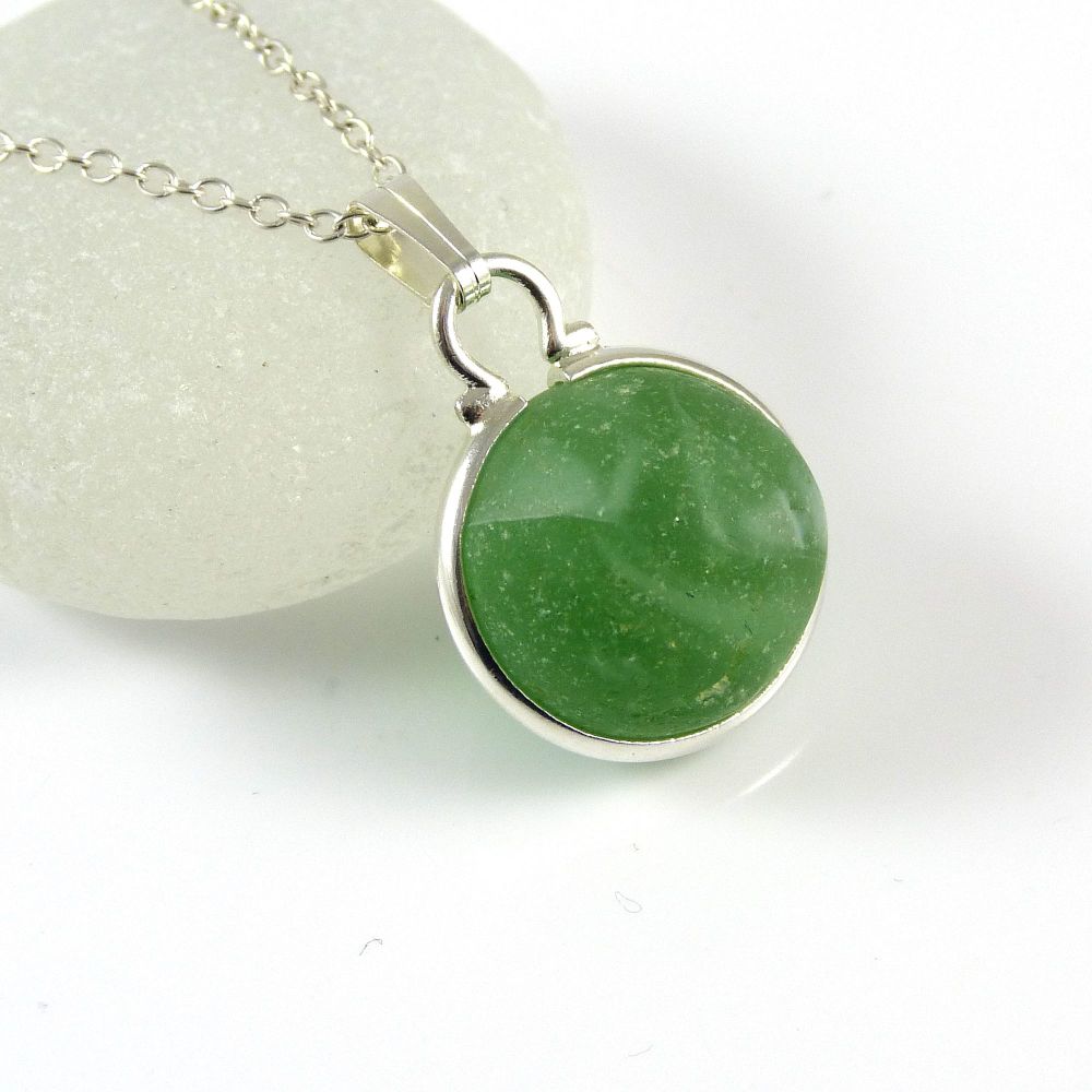 Spring Green Floating Sea Glass Marble Necklace L133