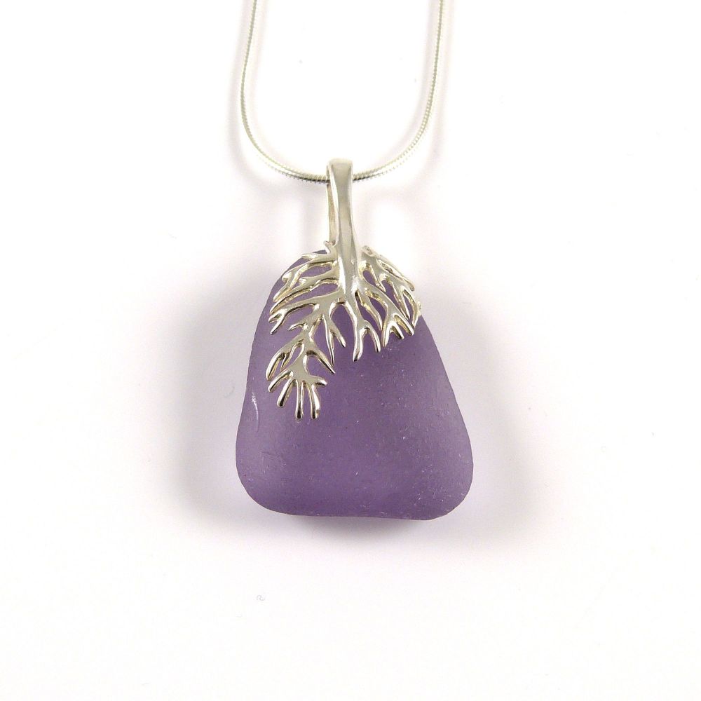 Deep Lavender Sea Glass Pendant Necklace, Rare Sea Glass, Beach Glass, Beac