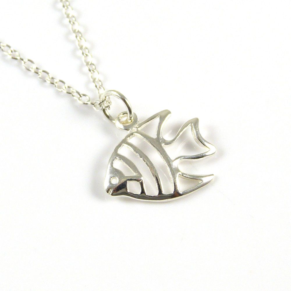 Sterling Silver Angel Fish Necklace - Simple - Dainty - Minimalist