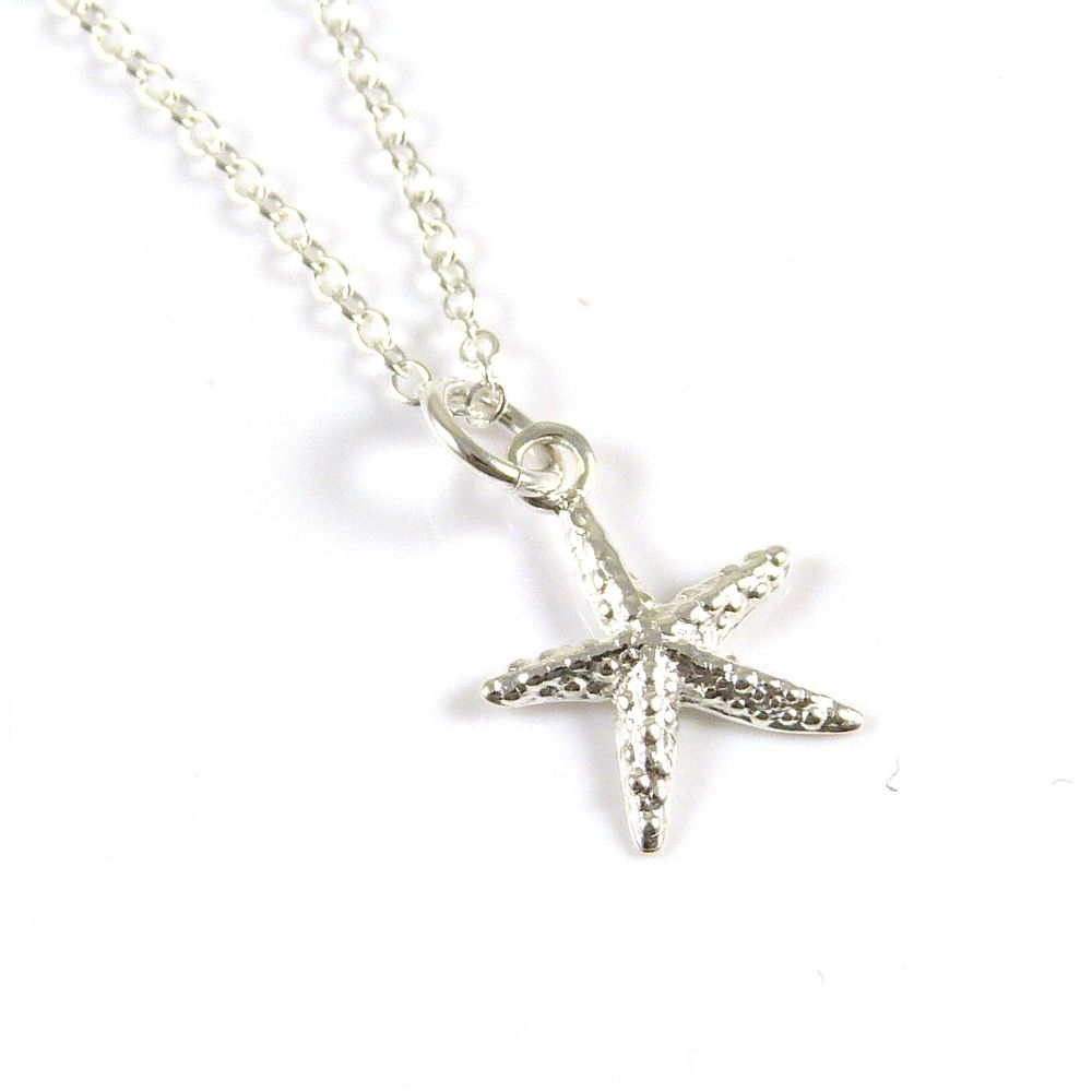 Sterling Silver Sparkly Starfish Necklace - Simple - Dainty - Minimalist