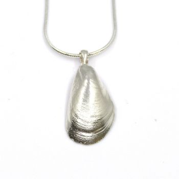 Sterling Silver Mussel Shell Pendant Necklace - Small Mussel Shell