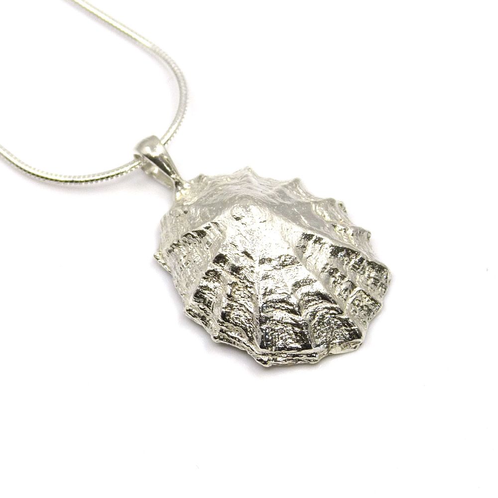 Sterling Silver Cast Limpet Seashell Pendant Necklace Hallmarked