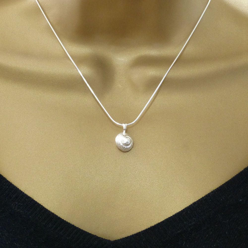 Sterling Silver Periwinkle Seashell Pendant Necklace
