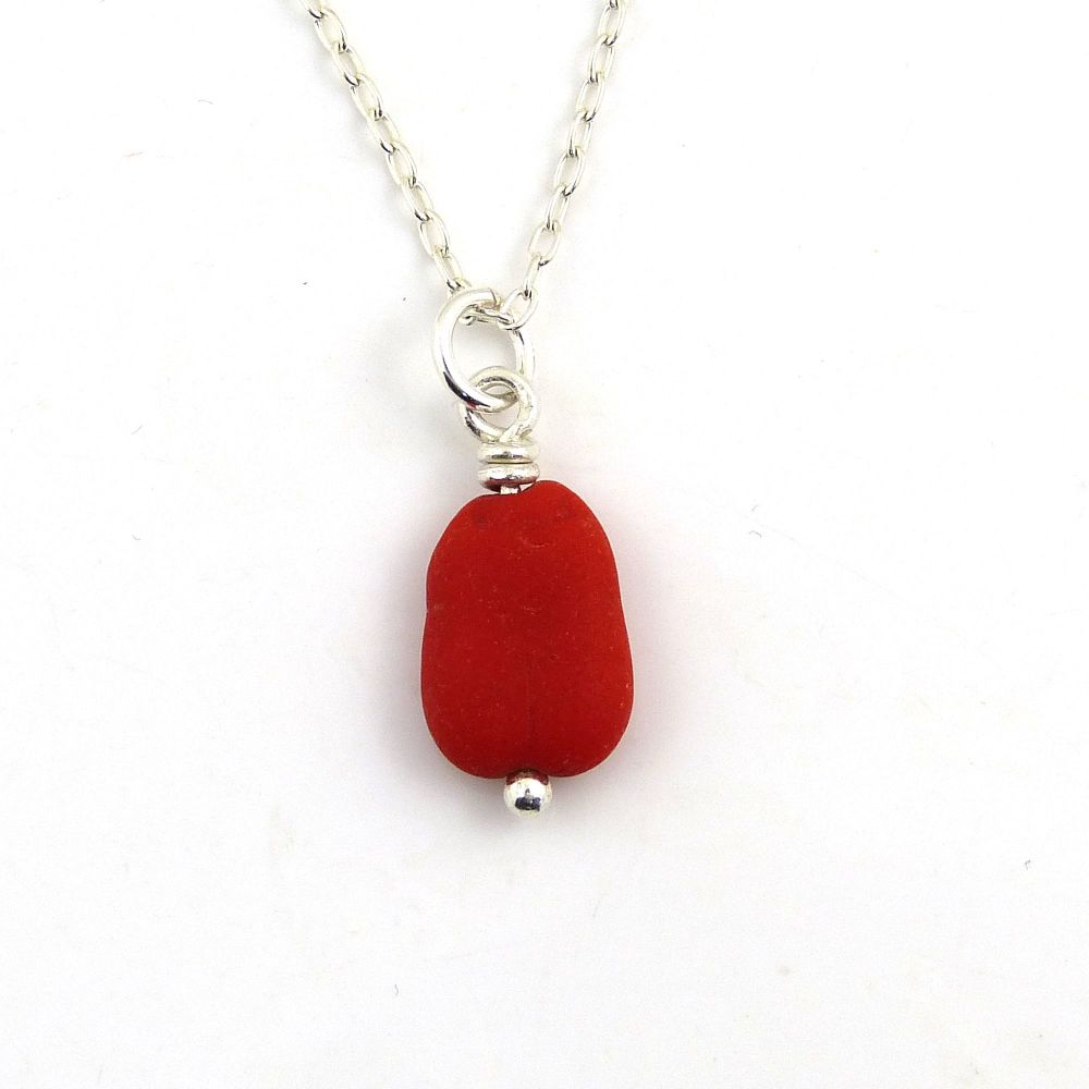 Red Sea Glass Bead Necklace