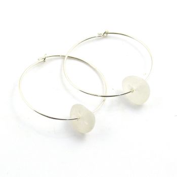 Seaham White Sea Glass Sterling Silver Earrings 