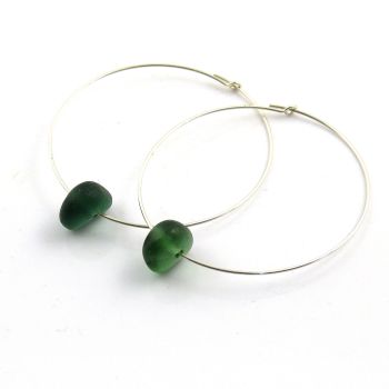 Jade Green Sea Glass Sterling Silver Earrings