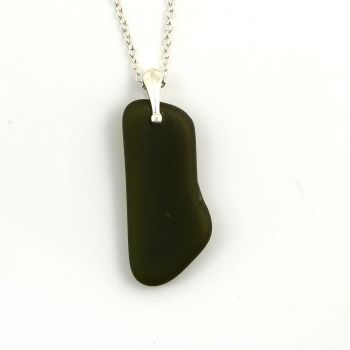 Deep Olive Green Sea Glass Necklace SILANA