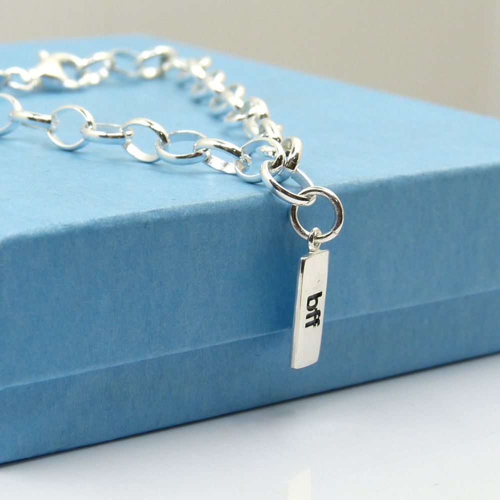 Sterling Silver Bracelet with Silver BFF Charm 