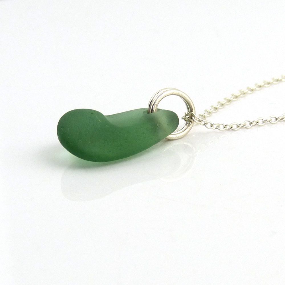 Deep Julep Sea Glass and Sterling Silver Necklace