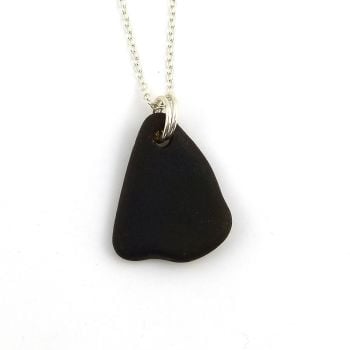 Black Sea Glass and Sterling Silver Necklace