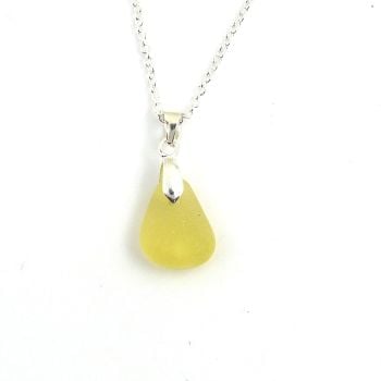 Lemon Sea Glass Necklace, Sterling Silver, Beach Glass, Gift for Mum, Birthday Gift, SAFRON