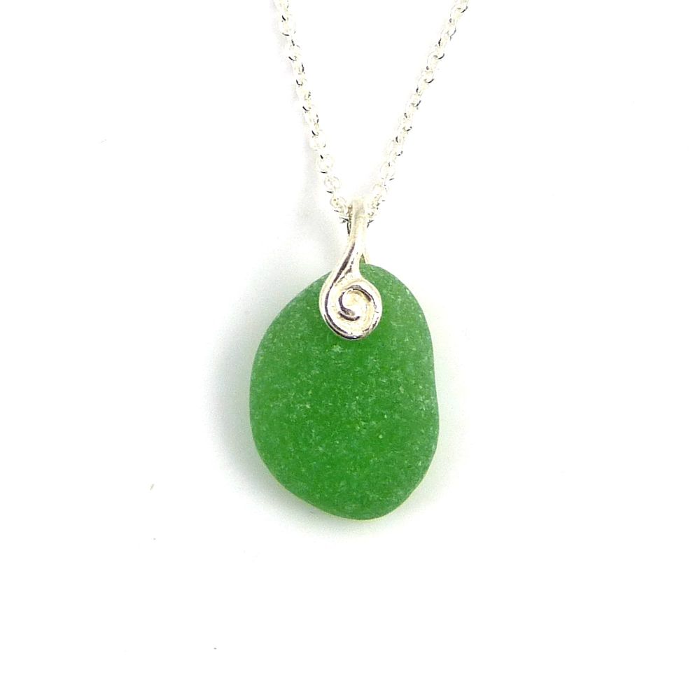 Emerald Green  Sea Glass Necklace JAYLA