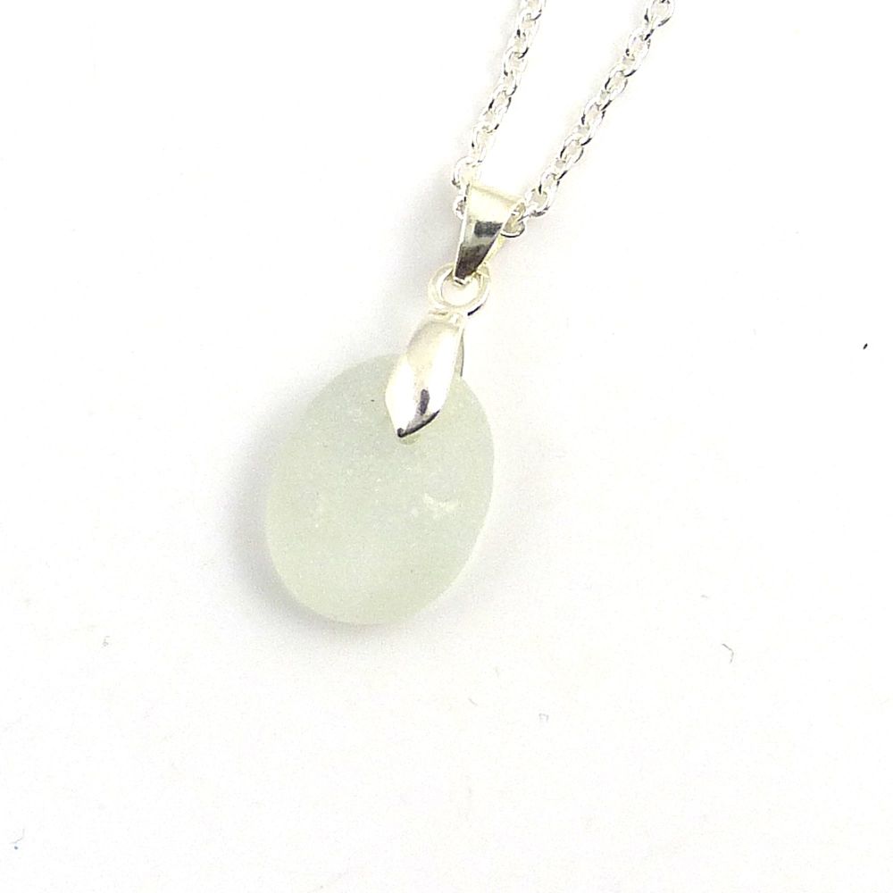 Tiny Seamist Sea Glass and Silver Necklace 