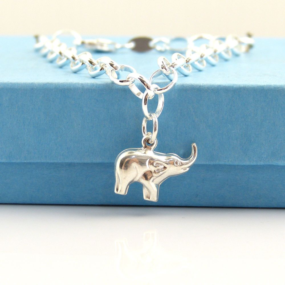 Sterling Silver Bracelet with Silver Elephant Charm