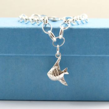 Sterling Silver Bracelet with Silver Angel Fish Charm 