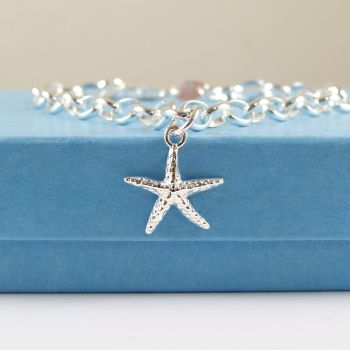 Sterling Silver Bracelet with Silver Starfish Charm