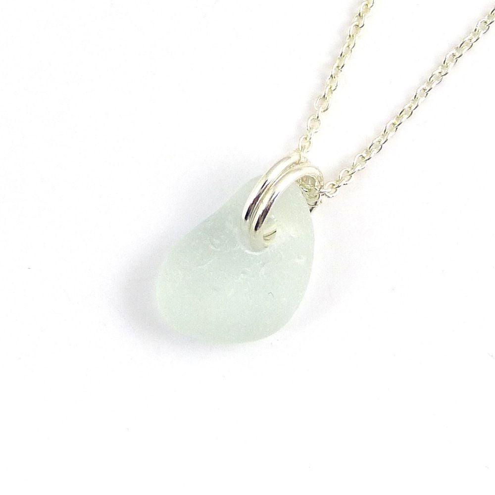 Seaspray Sea Glass and Sterling Silver Necklace