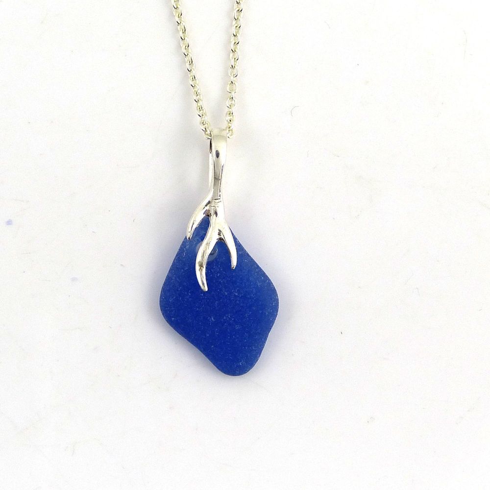 Sapphire Blue English Sea Glass Necklace ISABELLE
