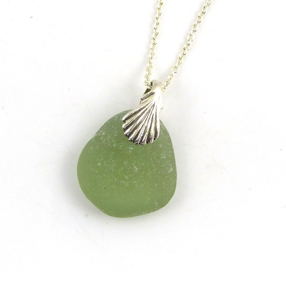 Sage Green Sea Glass Necklace SHANNON