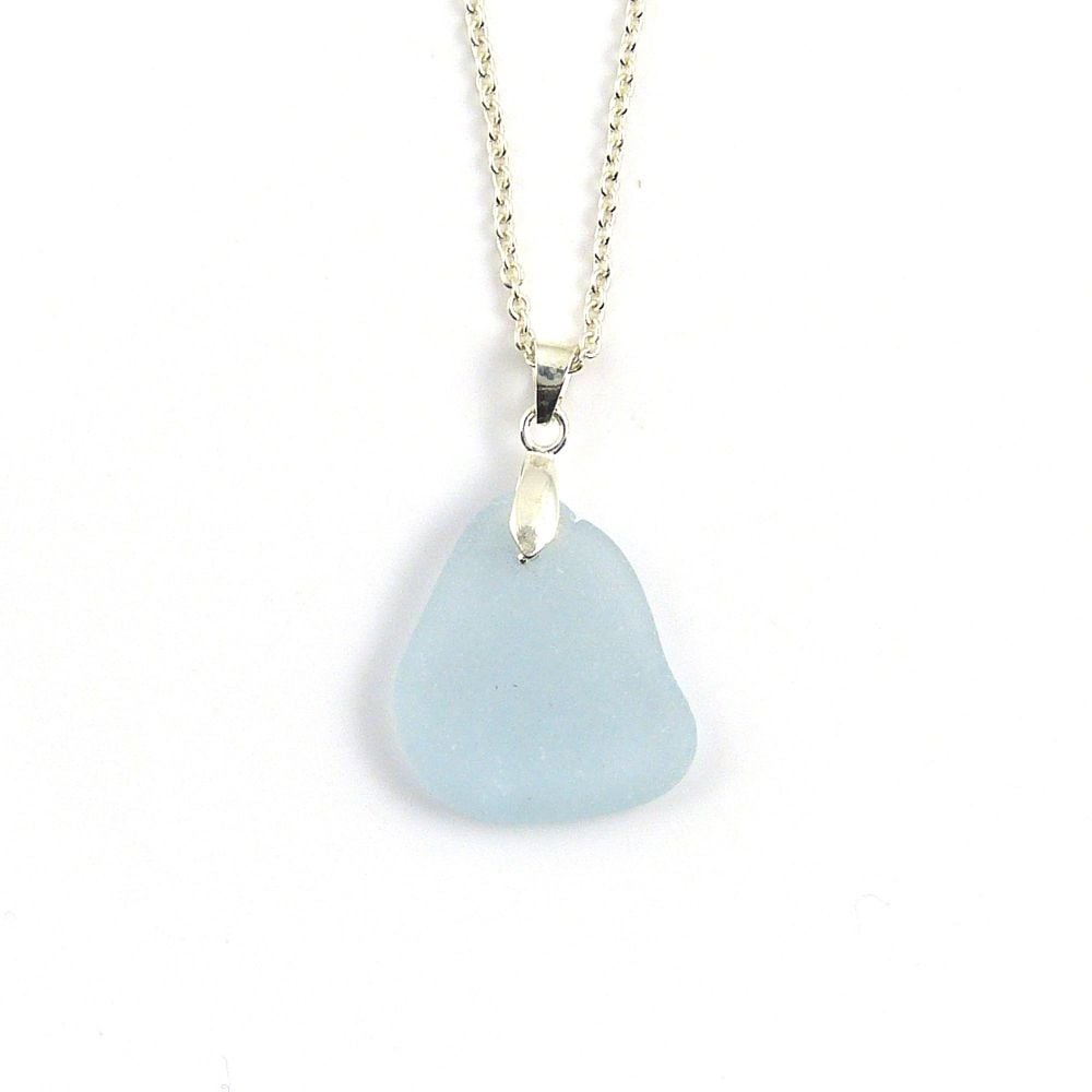 Rare Powder Blue Sea Glass Necklace CHIARA