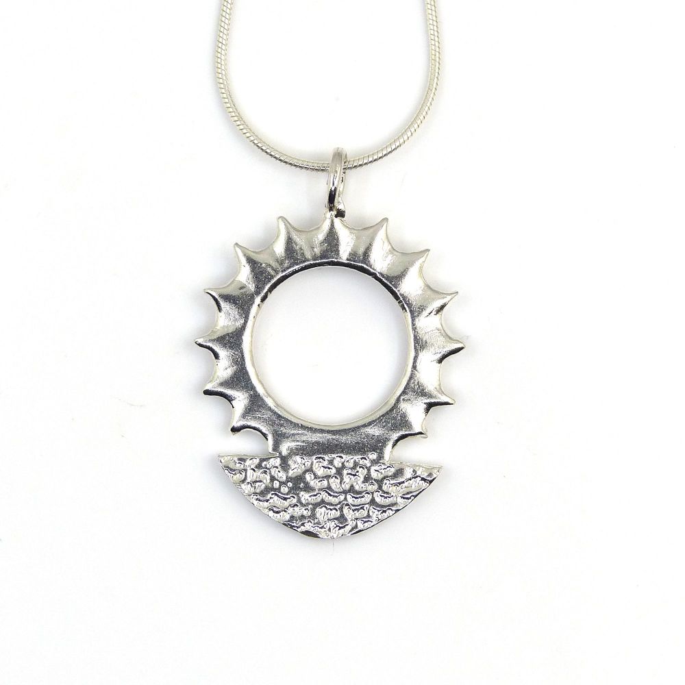 Sterling Silver Sunrise Pendant Necklace 