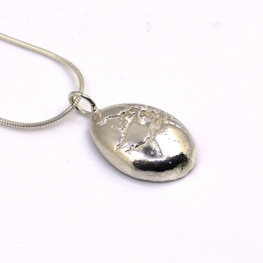 Sterling Silver First Breath Egg Pendant Necklace 