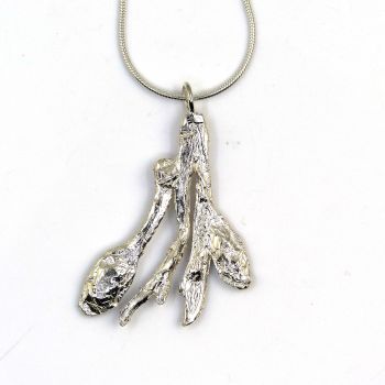 Sterling Silver Large Seaweed Pendant Necklace 