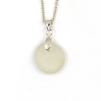 Tiny White Sea Glass and Silver Necklace LOIS