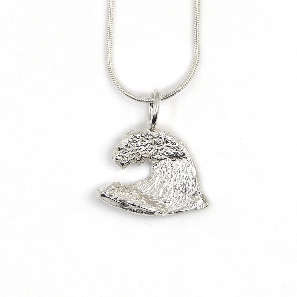 Sterling Silver Wave Pendant Necklace 