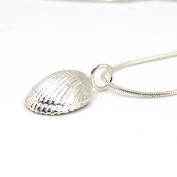 Sterling Silver Cockle Seashell Pendant Necklace - Tiny Cockle Shell