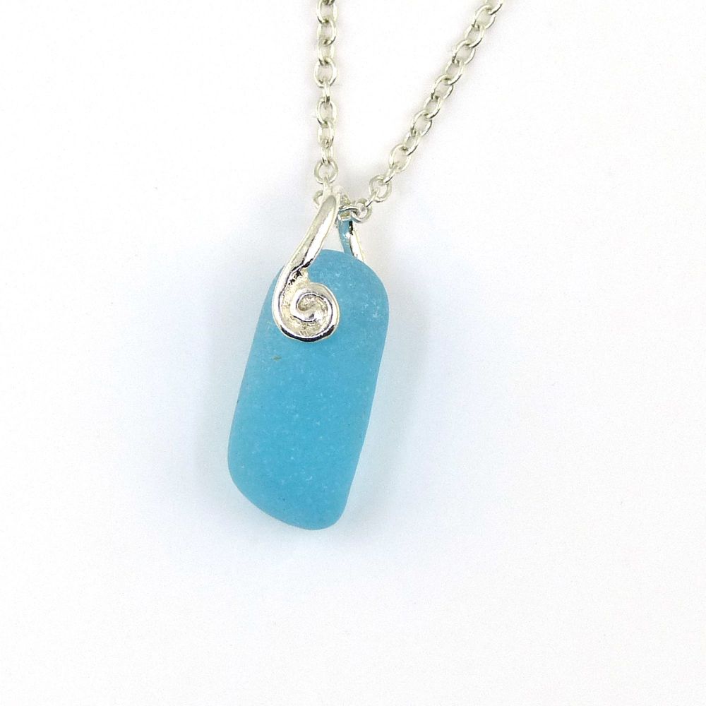 Turquoise Sea Glass Pendant Necklace ELODIE