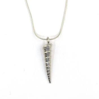 Cast Sterling Silver Spiral Shell Pendant Necklace