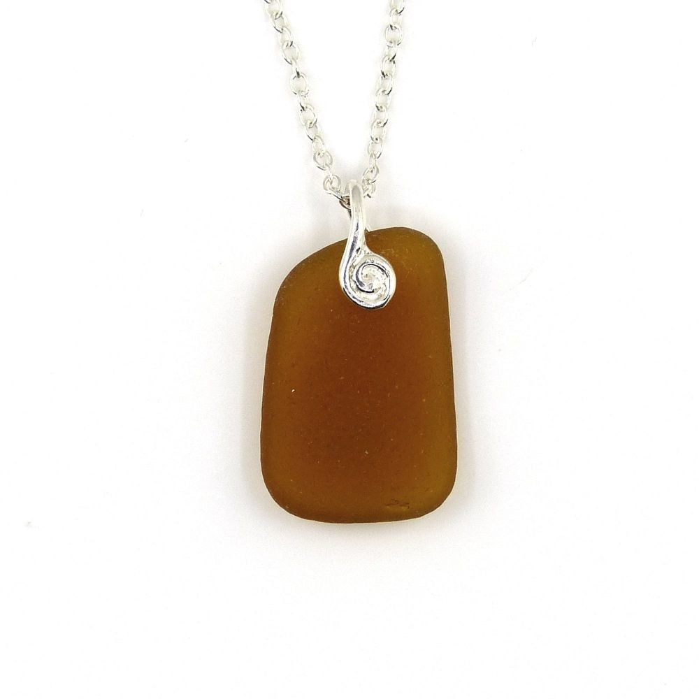 Amber Sea Glass Necklace, INDIE