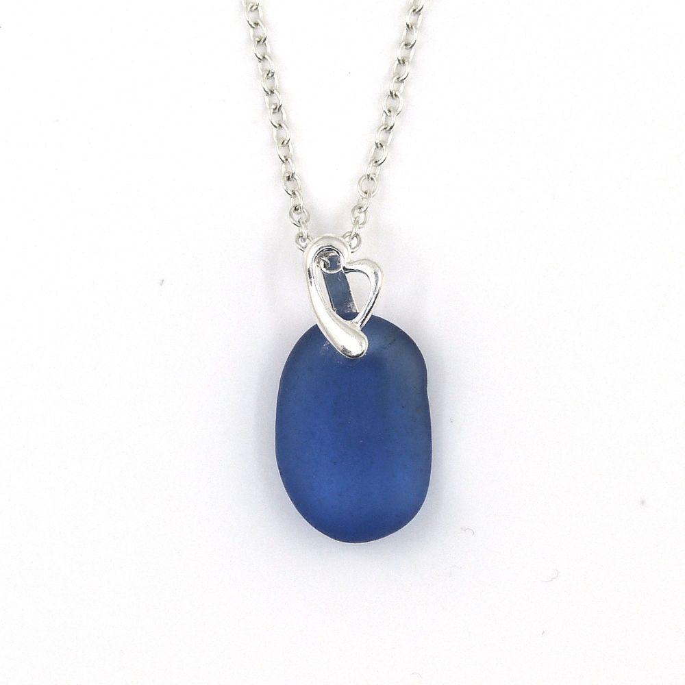 Rare Cobalt Blue English Sea Glass Necklace CECILIA