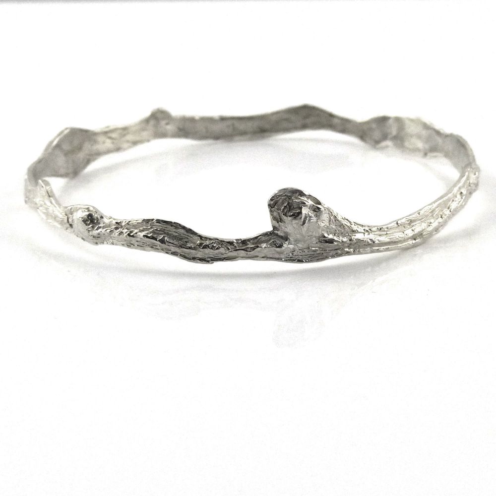 Cast Sterling Silver Seaweed Bangle 